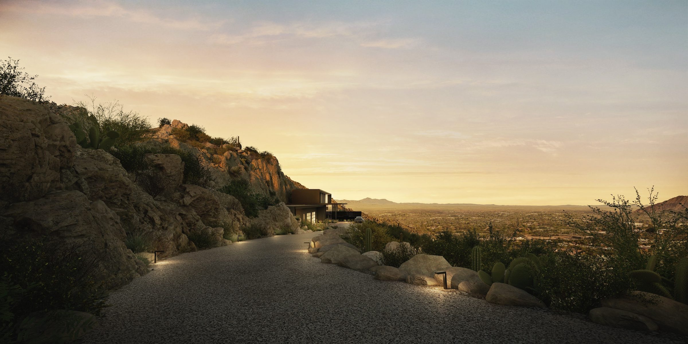 Arrival drive with valley views