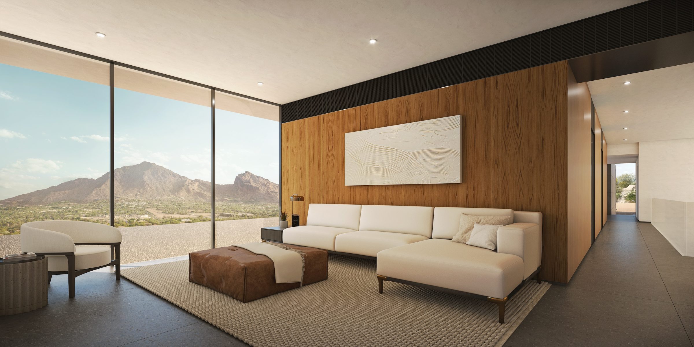 Media room with Camelback Mountain views