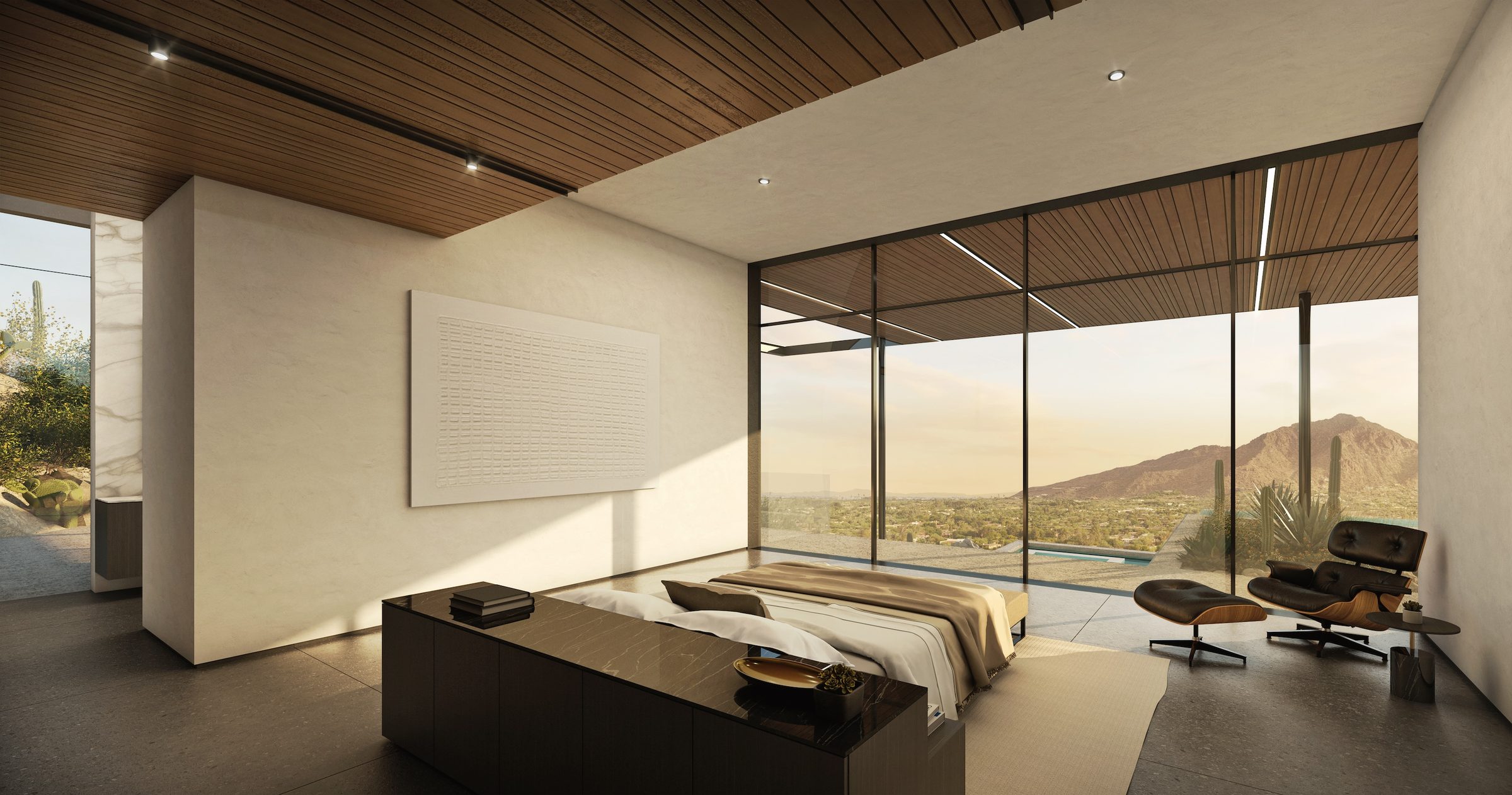 Primary bedroom with mountain views