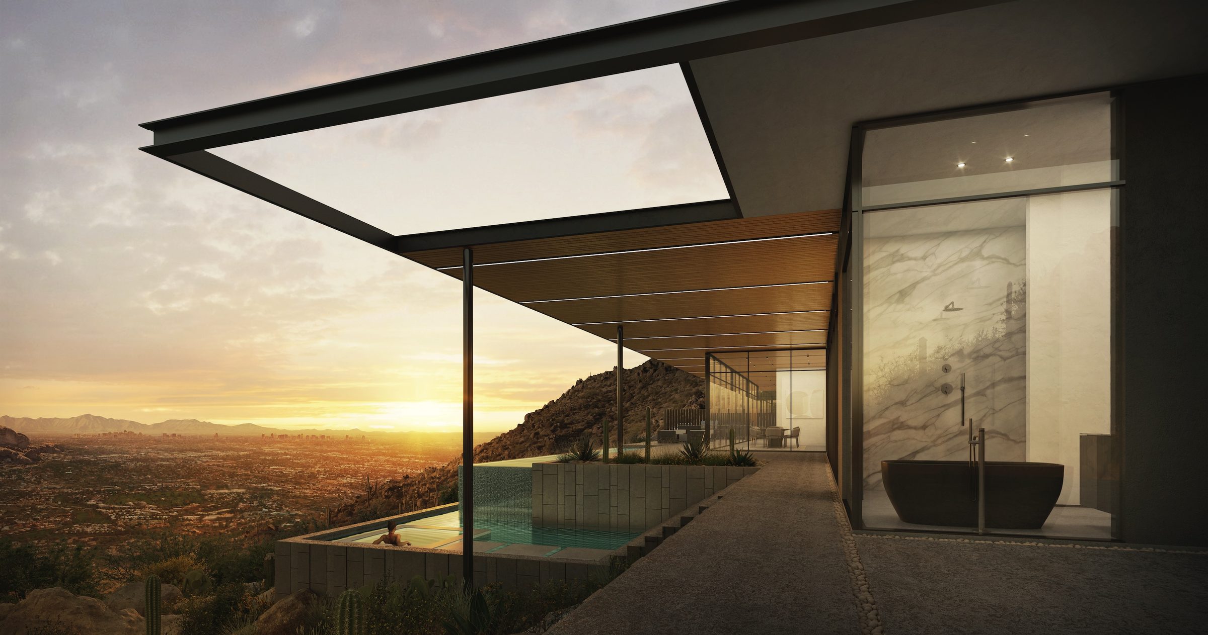 Spa terrace with Phoenix valley sunset